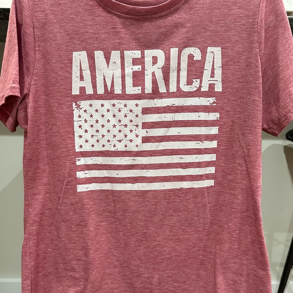 Red Graphic T-Shirt with American Flag
